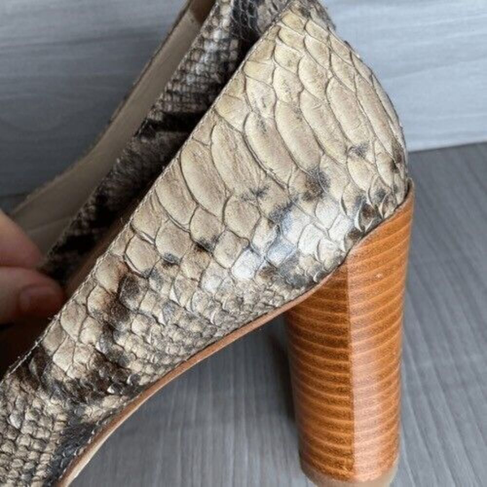 Vintage Boutique 9 Leather Snake Skin Cone Pump Heels Women Size 9M Tan Neutral - Picture 7 of 14